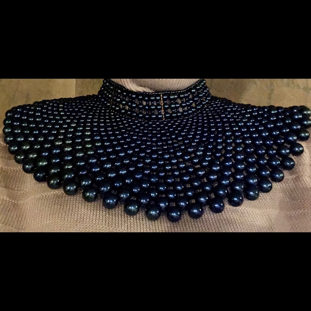 Beaded Collar Necklace, Blue